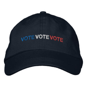 Vote Vote vote red white and blue patriotic Embroidered Hat
