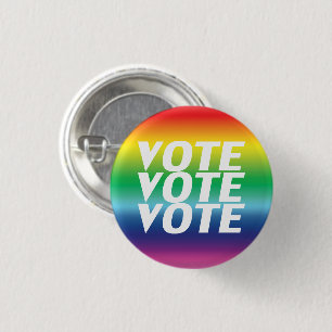 vote vote vote - white, pride lgbtq rainbow Button