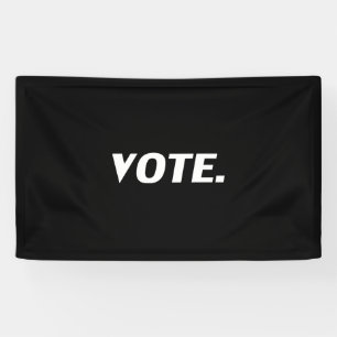 "Vote" white letters, black background Banner