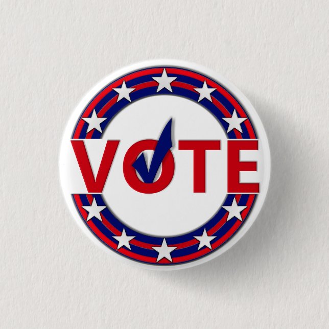 Vote with Check Mark 3 Cm Round Badge (Front)