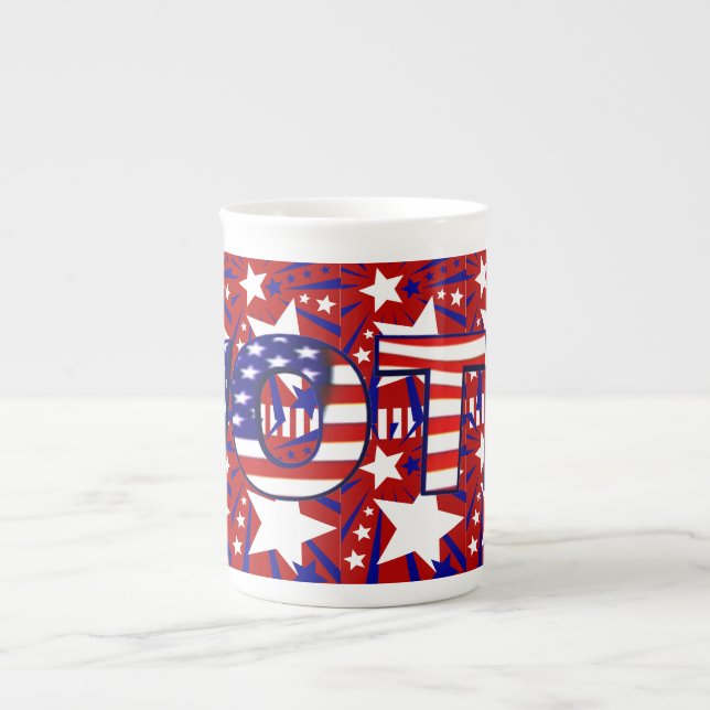 Vote with Stars and Stripes - Bone China Mug (Front)
