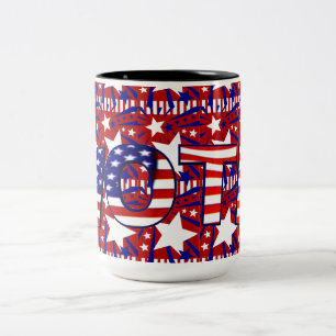 Vote with Stars and Stripes - Two-Tone Coffee Mug