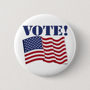 VOTE! with US Flag 6 Cm Round Badge