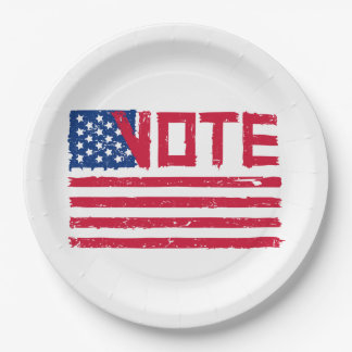 Vote With USA Flag  Paper Plates