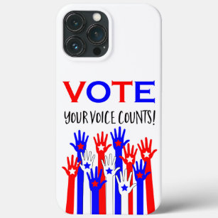 Vote! Your voice counts! Patriotic hands stars iPhone 13 Pro Max Case