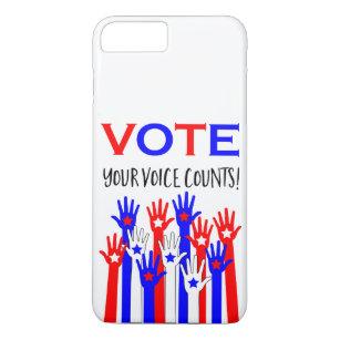 Vote! Your voice counts! Patriotic hands stars Case-Mate iPhone Case