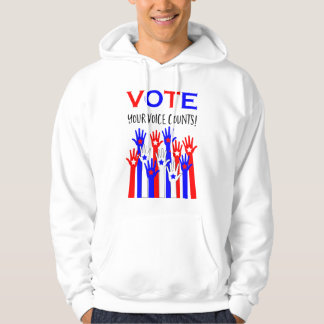 Vote! Your voice counts! Patriotic hands stars Hoodie