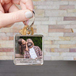 Voted Best Grandpa Ever Custom Fathers Day Photo Key Ring