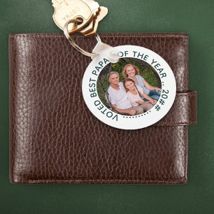 Voted Best Papa of the Year Round Photo Key Ring