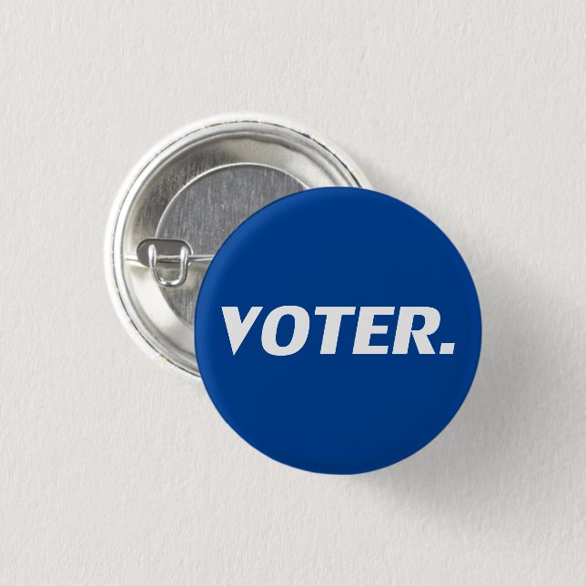 "Voter" blue white - 3 Cm Round Badge (Front & Back)