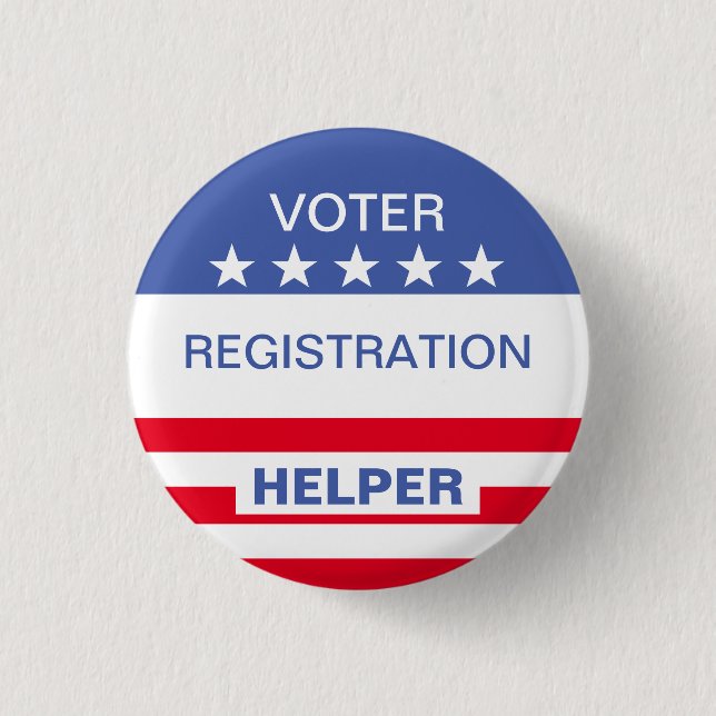 VOTER REGISTRATION HELPER 3 CM ROUND BADGE (Front)
