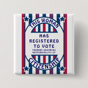 Voter Registration Historic Suffrage Poster 15 Cm Square Badge