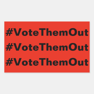 #VoteThemOut white text on red political Rectangular Sticker