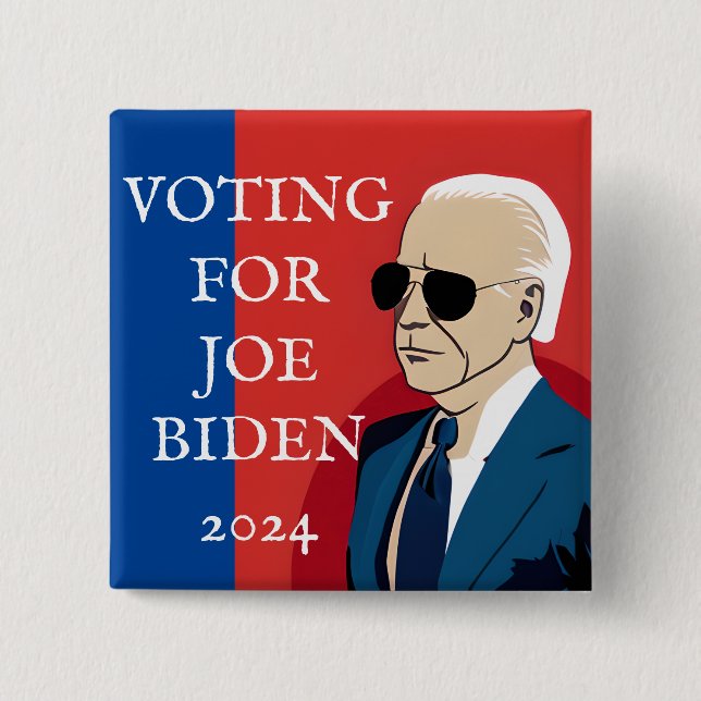 Voting for Joe Biden | 2024  Presidential Election 15 Cm Square Badge (Front)