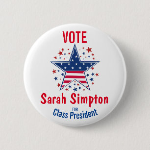 voting poster class president, student council 6 cm round badge