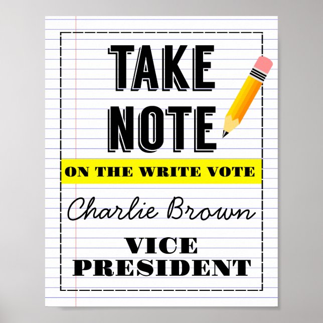 voting poster school classroom Take Note vote (Front)