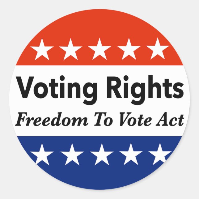 Voting Rights Freedom To Vote Act Classic Round Sticker (Front)