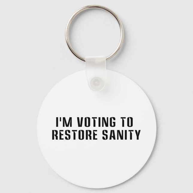 Voting To  Restore Sanity Bumper Sticker Sized Key Ring (Front)