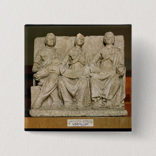 Votive sculpture of a triple mother deity 15 cm square badge