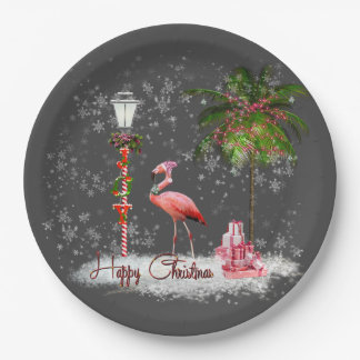 Votos de Natal de Flamingo Paper Plate