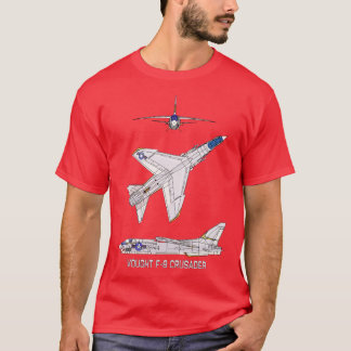 Vought F8 Crusader American Jet Plane Diagram Gift T-Shirt
