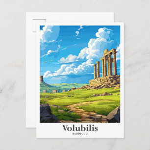 Voulubilis Morocco Art Vintage Travel Illustration Postcard