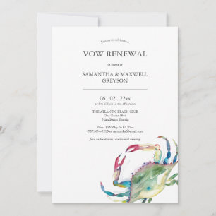 Vow Renewal Anniversary Invitations Beach