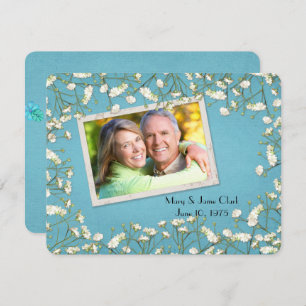 Vow Renewal baby's breath border with photo Invitation