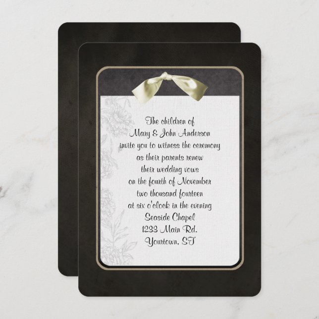 Vow Renewal Black Frame Invitation (Front/Back)