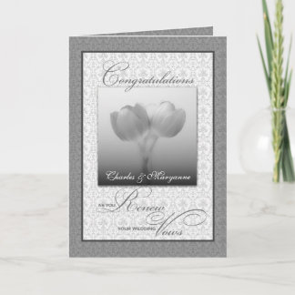 Vow Renewal Congratulations Silver Tulips Card