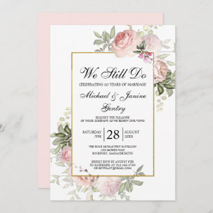 Vow Renewal Dusty Blush Pink Rose Floral Invitation