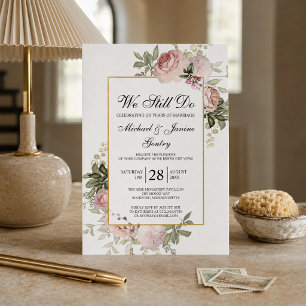 Vow Renewal Dusty Blush Pink Rose Floral Invitation