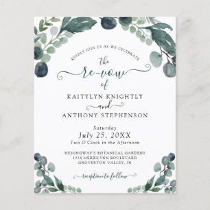 Vow Renewal Eucalyptus Greenery Budget Invitation