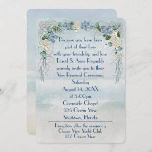 Vow Renewal Flower Arch On Ocean Watercolor Invitation