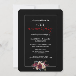 Vow renewal flowers 50th wedding anniversary  invitation