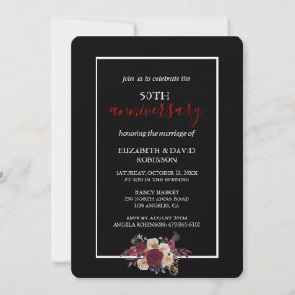 Vow renewal flowers 50th wedding anniversary invitation