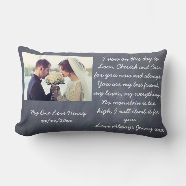 Vow renewal Gift personalised chalkboard Lumbar Cushion (Front)