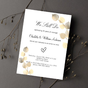 Vow renewal golden eucalyptus white luxury invitation