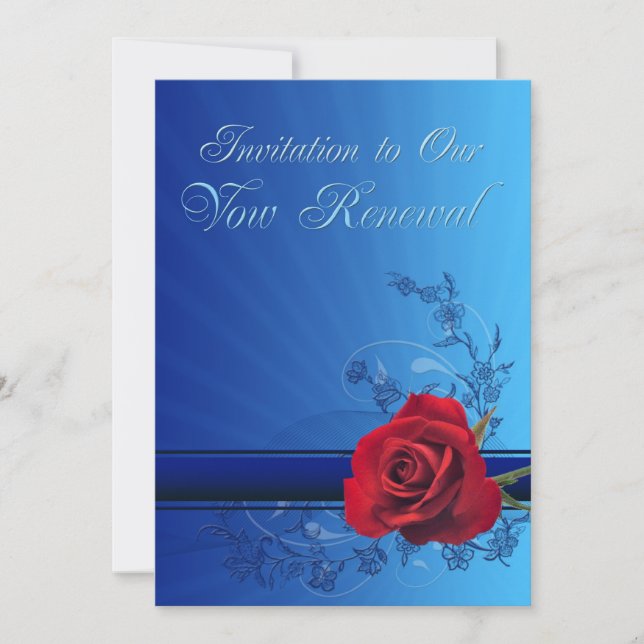 Vow renewal invitation with a red rose of love (Front)