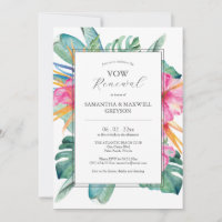 Vow Renewal Invitations Tropical Flowers