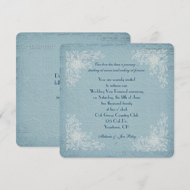 Vow Renewal-lace corners and music background Invitation (Front/Back)