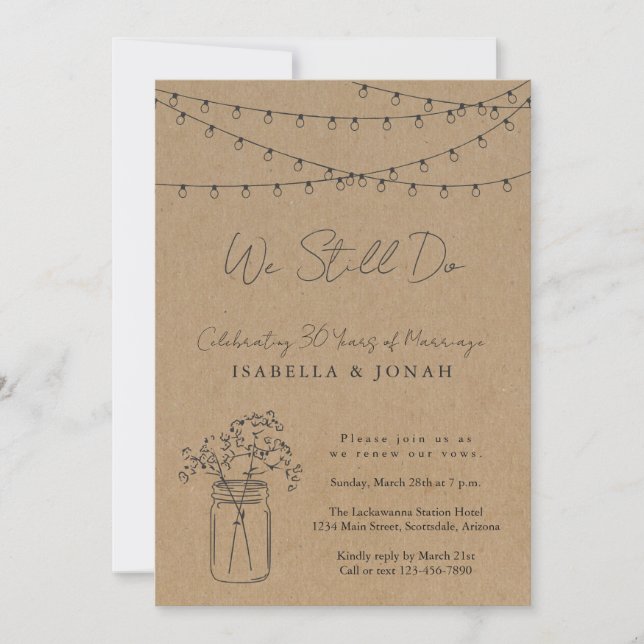 Vow Renewal Party Invitation | Rustic Kraft Paper (Front)