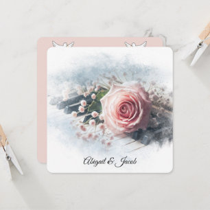 Vow Renewal Pink Rose On Piano Keys Invitation