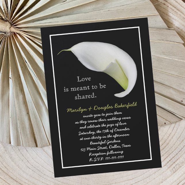 Vow Renewal White Lily on Black Invitation (Creator Uploaded)