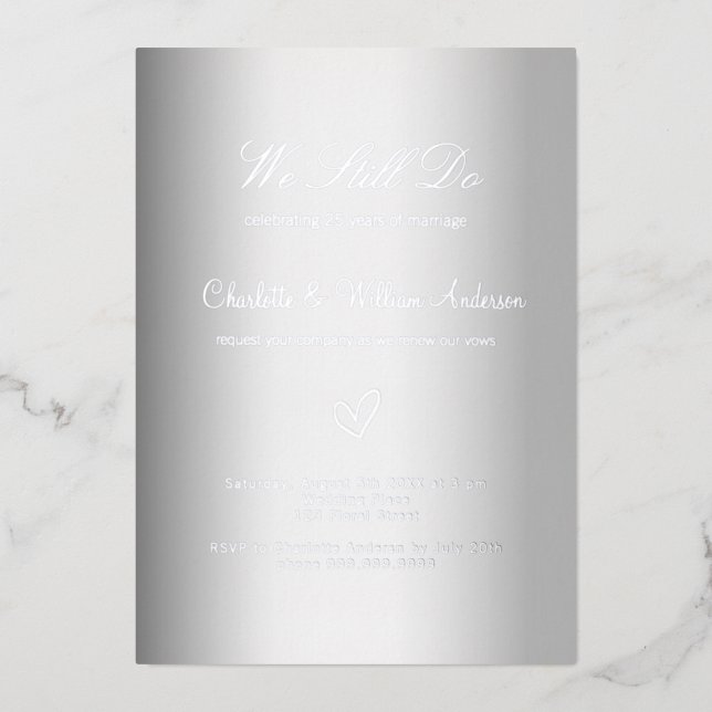 Vow renewal white silver 25th wedding anniversary (Front)