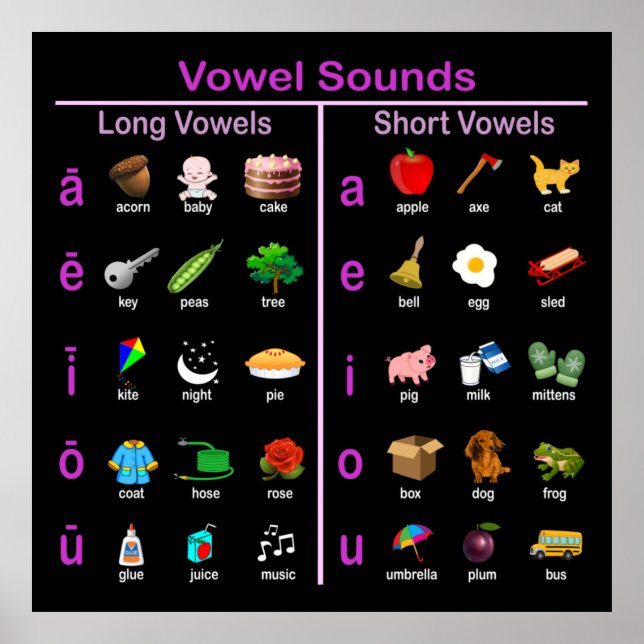 Vowel Sounds Poster (Front)