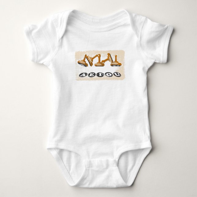 Vowels AEIOU English language Baby Bodysuit (Front)