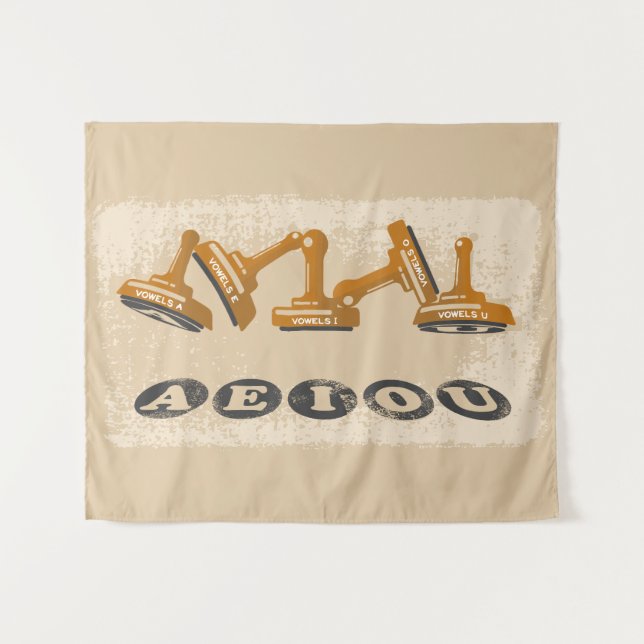 Vowels AEIOU English language Tapestry (Front (Horizontal))