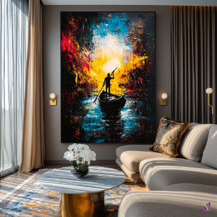 Voyage into Light – Expressionist Abstract River Poster