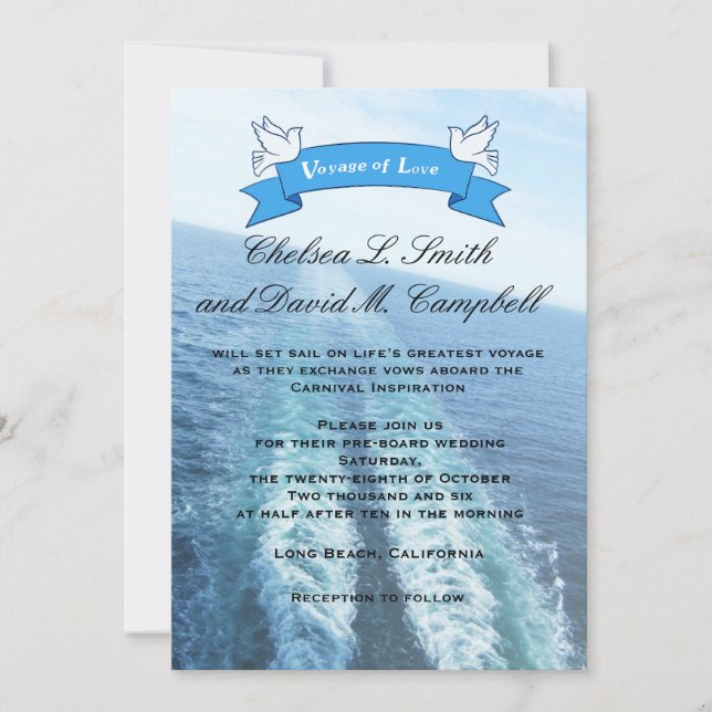 Voyage of Love|Cruise Ship/Destination Wedding Invitation (Front)